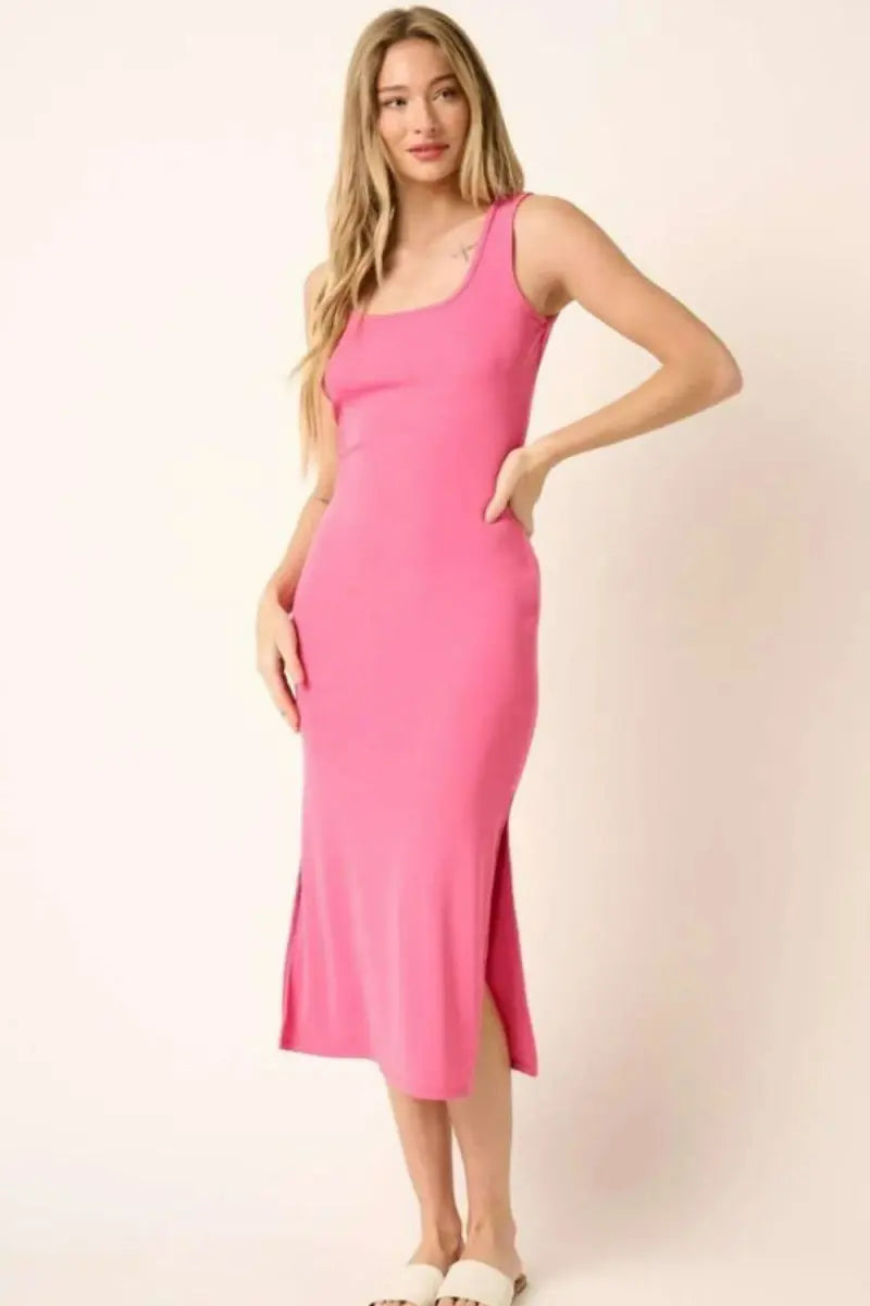 Mittoshop Side Slit Wide Strap Midi Tank Dress for Women - Love Salve